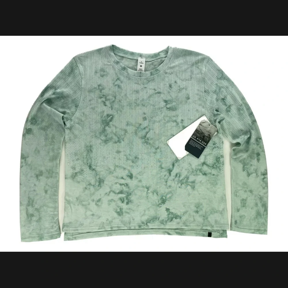 NWT lululemon Train to be Long sleeve tie dye green/white Top- RSWR/LW3EIPD - Picture 7 of 12